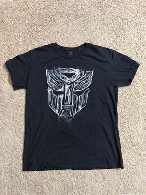 Transformers Smoke Design Autobot Logo Graphic Black T-Shirt